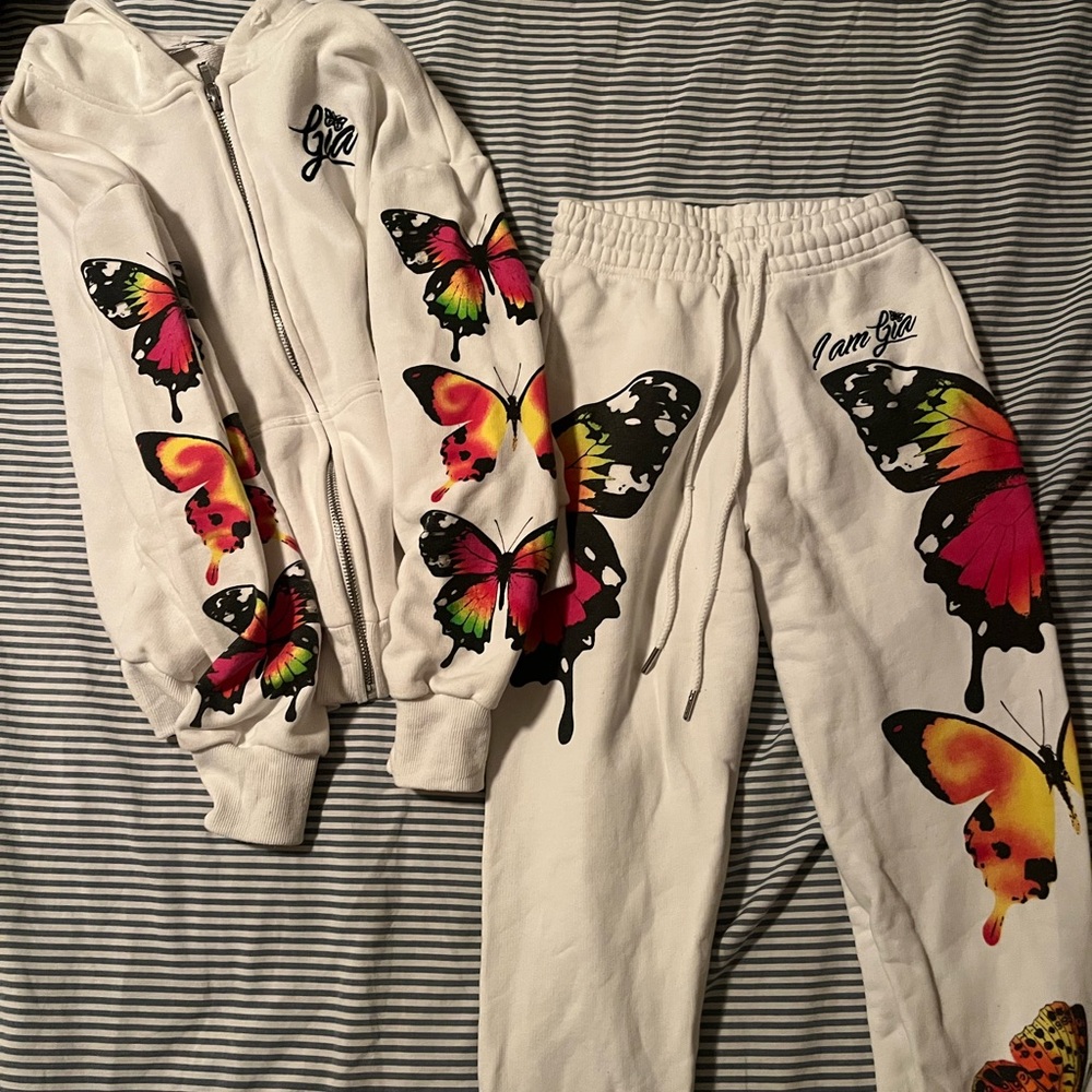 I. AM. GIA. white butterfly sweat set